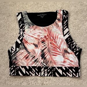 Nanette Lepore Abstract Black and Red Crop Top